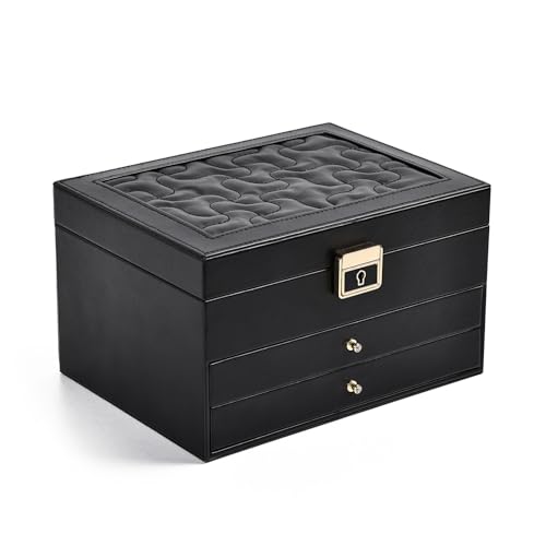 Greenfeather Jewelry Boxes for Women, Jewelry Organizer Box with Lid 3 Layers for Necklaces Rings Earrings and Bracelets B...