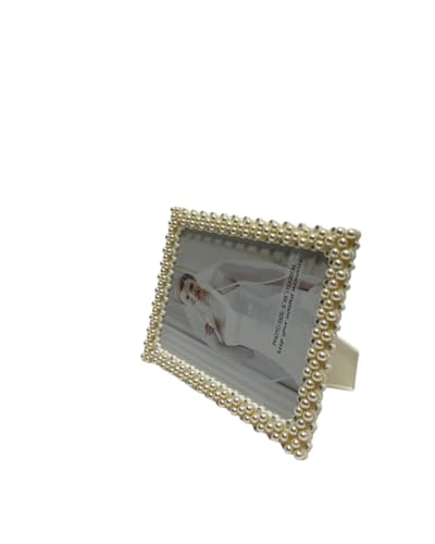 Elegant Pearl-Embellished Picture Frame, 6x8 Inches, Decorative Beaded Border for Wedding, romantic, family Photos