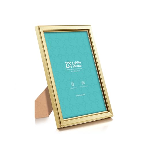 LaVie Home 5x7 Picture Frames (6 Pc, Gold) Simple Designed Photo Frame with High Definition Glass for Wall Mount & Table T...