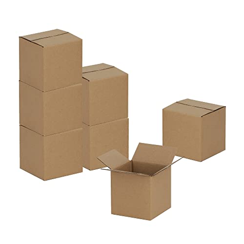 GHEIR 4x4x4 inches Shipping Boxes 50 Pack, Kraft Corrugated Small Cardboard Boxes for Mailing Packing, Brown
