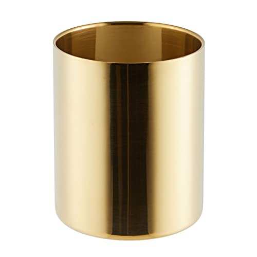 Juvale Desk Organizer Pen & Pencil Holder - 3.2 x 3.9 in, Gold Stainless Steel - Desk Supply Organizer with Gold Pen Cup, ...