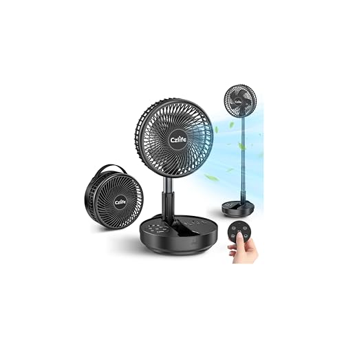 Czlife F9 Portable Fan, 10000mAh Rechargeable Battery Powered for Travel Sleeping Camping Bedroom Outdoor, Cordless Floor ...