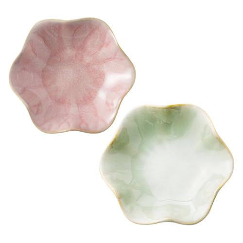 Koyzsen 2Pcs Ceramic Jewelry Dish - Lotus Leaf Shape, for Ring Holder Necklace Small Key, Suitable for Mother Friend Siste...