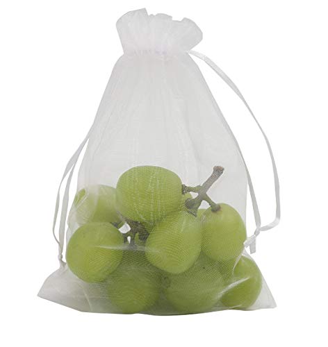 Wudygirl 100pcs 5X7 Inches White Organza Bags Christmas Drawstring Pouches Party Wedding Favor Bags Goodie bags(White 5x7)