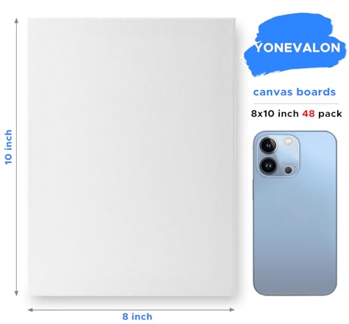 Canvases for Painting 48 Pack, 8x10 inch Blank Canvas Boards, Primed Acid-Free 100% Cotton Canvas Panels for Acrylic Oil T...
