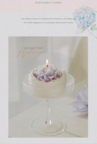 Hydrangea Flower Shaped Scented Candle,Enchanting Hand-Poured Aesthetic Soy Wax Aroma Decorative Candle for Table Photo Pr...