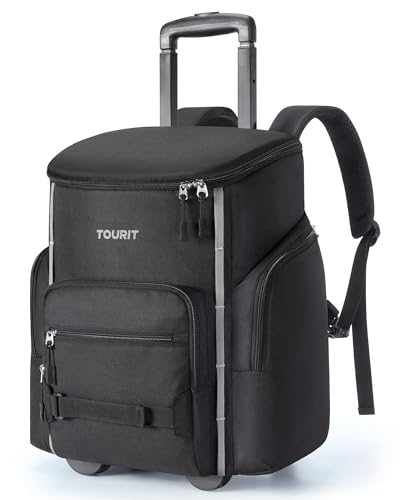 TOURIT Rolling Cooler Backpack: Leakproof Waterproof Insulated 36 Cans Beach Cooler with Wheels and Handle Outdoor Camping...