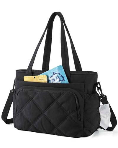 BAGSMART Lunch Bag Women Large Lunch Box Insulated Tote Bag with Multi-Pockets Quilted Puffy Tote for Work, Outdoors
