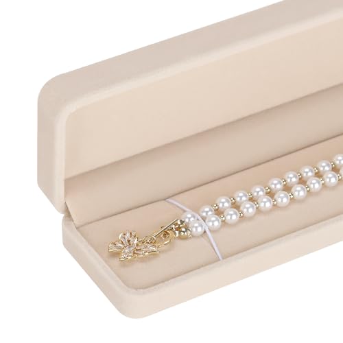 LETURE 4 Pieces Velvet Bracelet Necklace Pendant Jewelry Box, Small Long Jewelry Watch Gift Box for Proposal, Wedding, Eng...