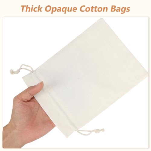 HRX Package 20pcs Cotton Canvas Bags 7x9 inches, Fabric Drawstring Gift Bags Pouches Sachet for Party Favors Craft DIY