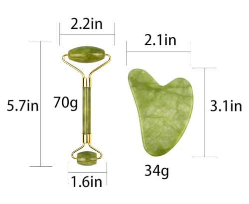 Stone Facial Massage Roller and Gua Sha Set Body Meridian Redness Skin Care Self Care for Men Women Massager for Face Eyes...