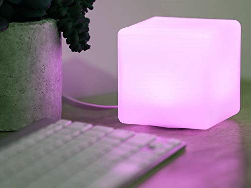 Mr.Go Rechargeable LED Color-Changing Light Cube 8", Dimmable Soothing Mood Lamp with Remote, 16 RGB Colors 4 Modes, Water...