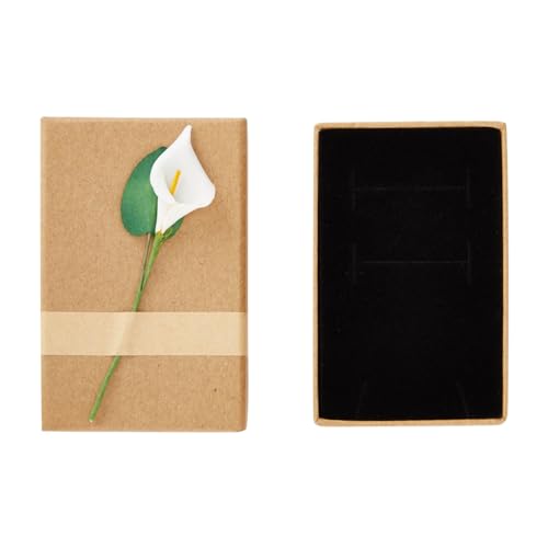 Juvale Jewelry Boxes - 12 Pack, 3.5 x 2.2 x 1.2 In, Brown Cardboard - Mini Case With 3D Lily Flower Top & Removable Velvet...