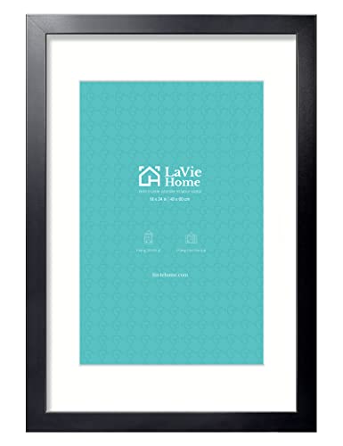 LaVie Home 16 x 24 Picture Frame Black Poster Frame,Display Pictures 12x18 with Mat or 16x24 Without Mat, Stable and Sturd...