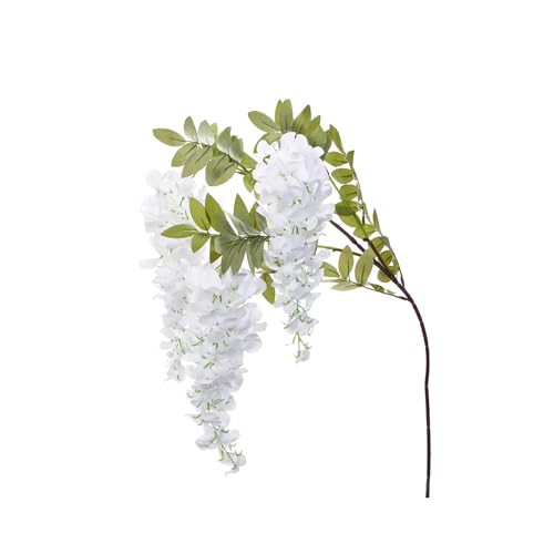 ELITE FLORAL Pack of 24 Artificial White Wisteria Flower Stem – 39" in., Indoor Outdoor Decorative Wedding Flowers with Gr...