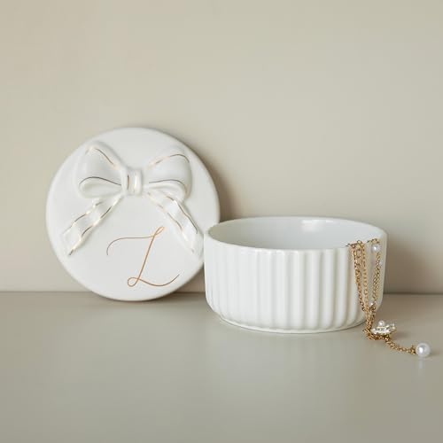 COLLECTIVE HOME - Monogram Jewelry Box with Bow, Christmas Gift Ideas for Women, Small Gift for Girlfriend Wife, Ring Hold...