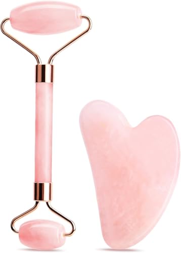 Face Roller & Gua Sha Facial Tool Set – Facial and Head Massager for Muscle Tension Relief, Anti-Puffing, Skin Care Ritual...