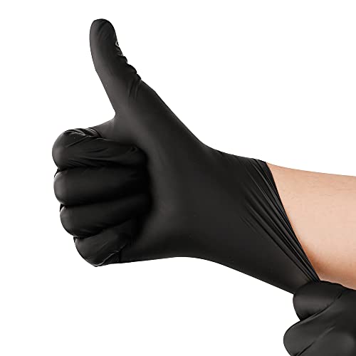 YOTU Black Disposable Nitrile Latex & Powder Free 6-Mil Gloves 100 Count, Textured, Mechanic Wearing, Cleaning, Food Black...