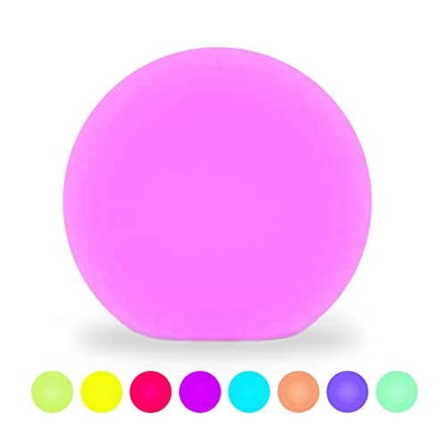 Hathdia 8-Inch LED Ball Light, Multi-Color Rechargeable Night Lights Waterproof Dimmable Mood Lamp with Remote for Home Ga...