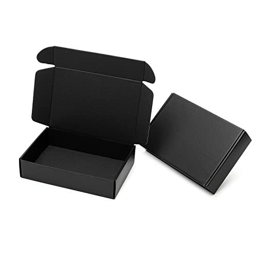 Mcfleet 9x6x2" Black Shipping Boxes - 24 Pack Corrugated Cardboard Mailing Box Packaging for Small Business - Tab Locking ...