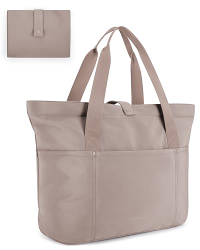 BAGSMART Tote Bag for Women, Foldable Tote Bag With Zipper Travel Large Shoulder Bag Handbag for Work