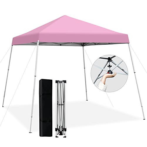 Tangkula 10x10 Ft Pop Up Canopy, Slanted Leg Outdoor Canopy Tent with Center Lock, UPF50+ Sun Protection, 4 Stakes, 8 Rope...