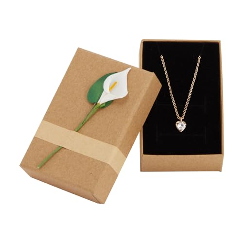 Juvale Jewelry Boxes - 12 Pack, 3.5 x 2.2 x 1.2 In, Brown Cardboard - Mini Case With 3D Lily Flower Top & Removable Velvet...