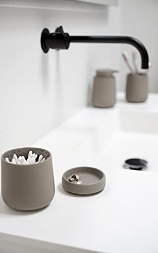 Zone Denmark Nova One Ceramic Storage Box with Lid for Bathroom Utensils Such as Cotton Pads & Cotton Buds Diameter 3.3", ...