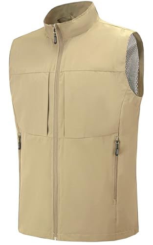 EIGIOO Men's Lightweight Vest Outerwear with Multi Pockets Windproof Sleeveless Jacket for Travel Outdoor Golf