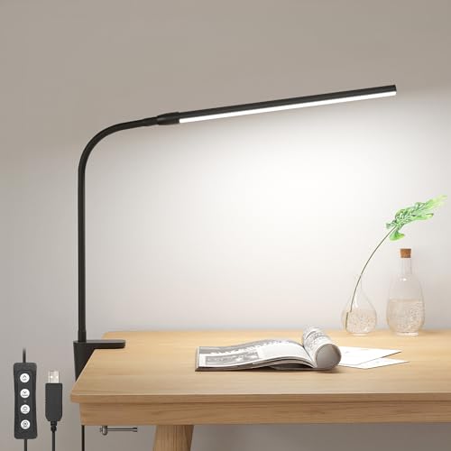Lepro Clip on Desk Lamp LED Reading light Dimmable USB Small Clamp Lamp with 3 Color Modes 10 Brightness, Adjustable Flexi...