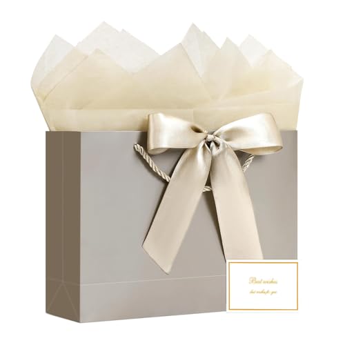 JMANNI Gift Bags with Handles, 13” Medium Gift Bag for Presents, 1 Pcs Bags with 2 Tissue Paper and 1 Cards for Baby Showe...