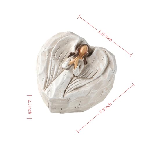 Hodao Angel Jewelry Box - Mothers Day Gifts for Mom Grandma, Heart Shaped Sculpted Keepsake Box with Guardian Angel Figuri...