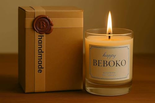 Scented Soy Candle Gift Set with Matches – Handmade Natural Candle in Glass Jar with Wooden Lid, Luxury Packaging, Aromath...
