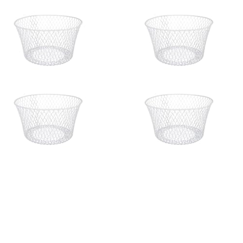 Generic SOL MAR White Coated Round Wire Basket 4 Pack - Versatile Metal Wire Baskets Centerpieces Floral Arrangements Ever...