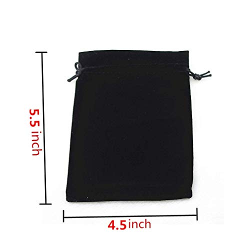 Colorsheng 20pcs 4.5 "X 5.5" Velvet Drawstring Cloth Jewelry Pouches Gift Candy Bags Wedding Headphones Bag (Black)
