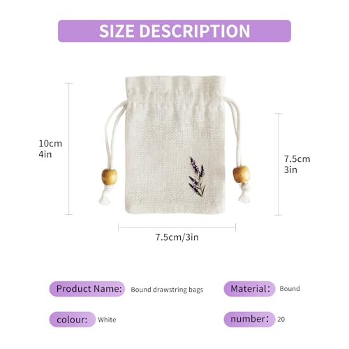 Daclubmenxy 20 PCS Lavender Bags, Lavender Sachet Empty Bag, Drawer Sachets with Drawstring Cotton Pouch for Filling Spice...