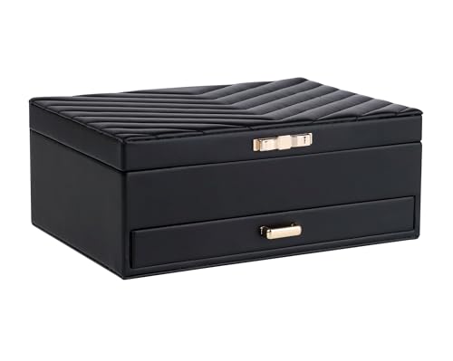 HofferRuffer Jewelry Box with Drawer for Women‌ Girls, Faux Leather Storage Jewelry Organizer Jewelry Case with Two Layers...