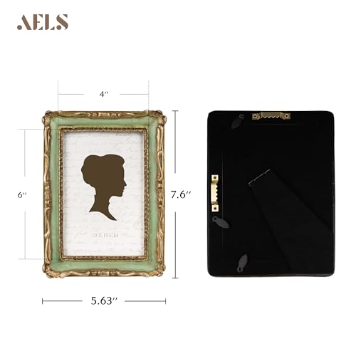 AELS 4x6 Inch Vintage Picture Frame, Elegant Antique Photo Frames with Glass Front, Photo Display, Tabletop Wall Hanging, ...