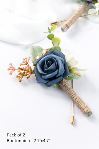 YSOJMAN Boutonniere for Men Wedding, Groom Groomsman Artificial Rose Flowers for Wedding Anniversary Celebration,Prom,Part...