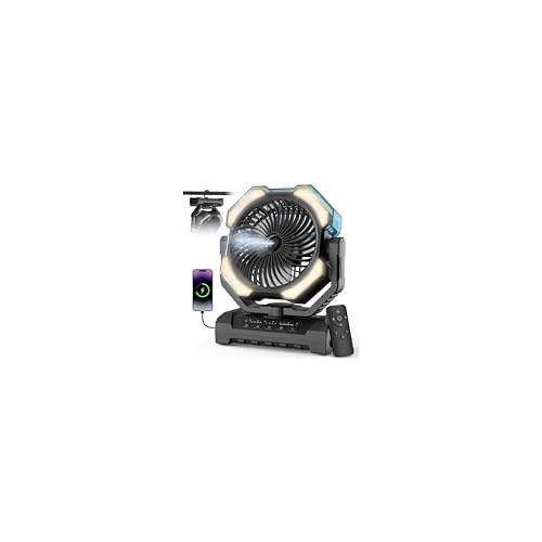 Aopircs Camping Misting Fan - 24000mAh Portable Battery Powered Fans with 9oz Water Tank, Light, Hook - Rechargeable, 120H...