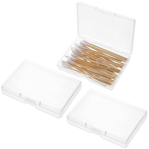 KALIONE 3-Piece Portable Travel Cotton Pad Holder - Bathroom Vanity Countertop Storage Organizer - Cotton Ball & Swab Disp...