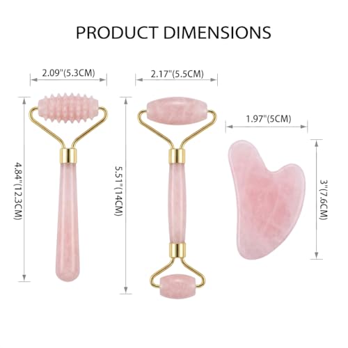 3PCS Roller for Face and Gua Sha Facial Tool Set, Ice Face Roller Reduces Puffiness Relieves Migraines Skin Care Tools, Se...
