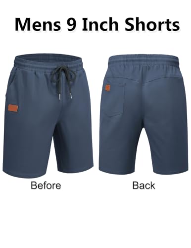 COOFANDY Mens Casual Shorts 9" Chino Cotton Shorts Summer Beach Drawstring Shorts with Pockets