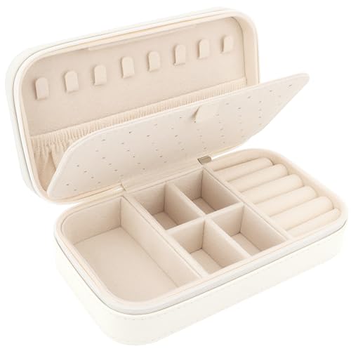 DesignSter Travel Jewelry Box, PU Leather Portable Jewelry Case, Small Jewelry Boxes for Gifts, Travel Jewelry Organizer f...