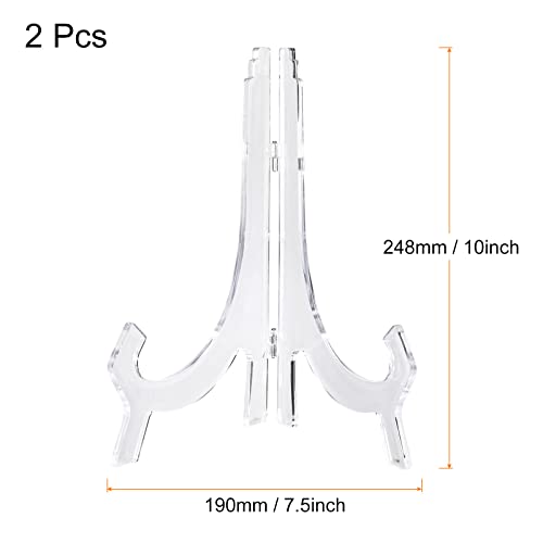 uxcell 2pcs 9.8" Acrylic Easel Stand, Folding Display Plate Holder Clear for Decorative Picture Frame