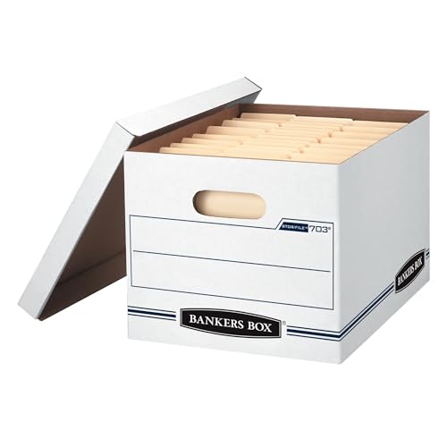 Bankers Box 12-Pack Basic Duty File Storage Boxes with Lids, Letter/Legal, STOR/FILE, (00703)
