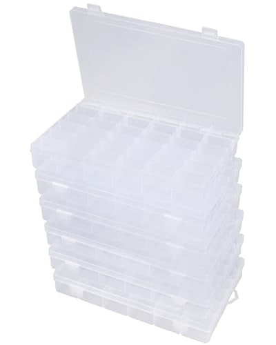 Facikono 6 Pack 36 Grids Bead Organizer Tackle Box Organizers Plastic Organizer Box with Dividers Craft Storage Containers...