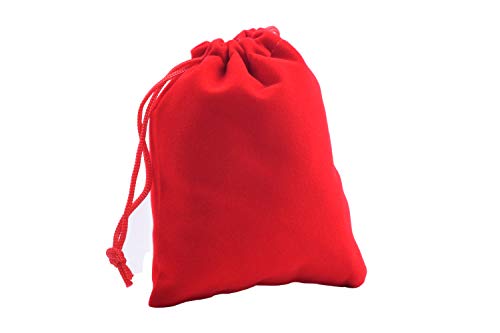 Sansam 50pcs Small Drawstring Velvet Jewelry Pouches, 4.0x4.8 Inch Red Drawstring Velvet Gift Bags,Treat Favor Bags for We...