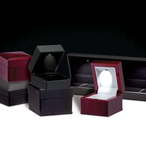 Allure - Large Necklace Box With LED Light, Square Shaped, Elegant Diamond Necklace Case, For Unique Proposal, Engagement ...
