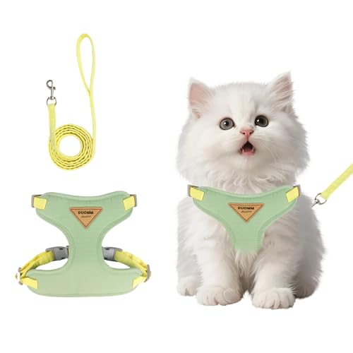 wanheart Cat Harness and Leash Set Escape-Proof Adjustable cat Leash and Harness Combo Suitable for All cat Breeds (Green, S)